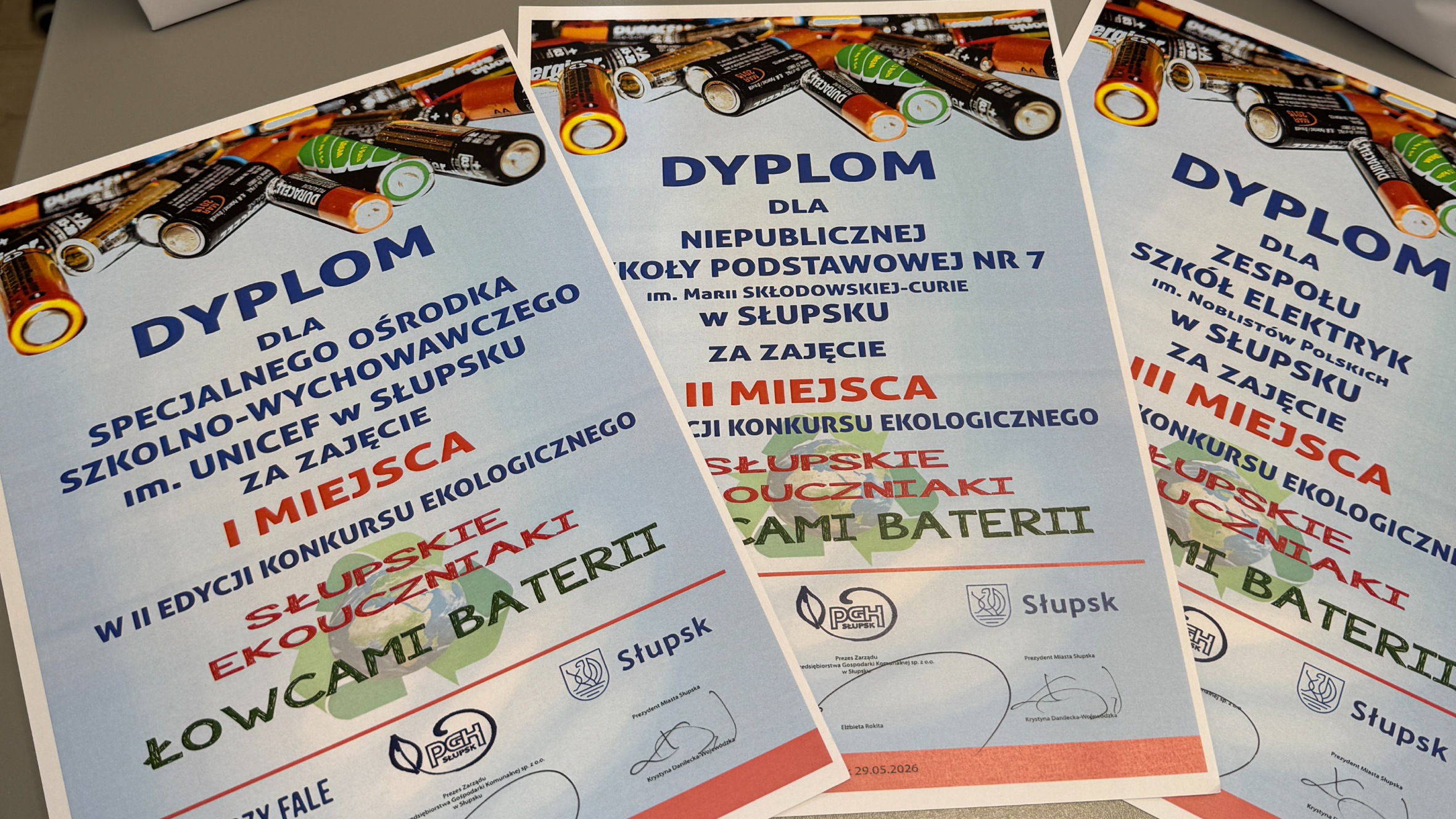 Uroczyste rozdanie nagród w konkursie „Ekouczniaki łowcami baterii – II edycja”
